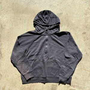 Men’s Unbranded Ribbed Hem Half Zip Hoodie Pocket Pullover Sweatshirt XXL Grunge